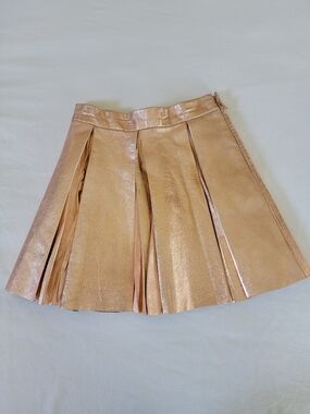 Gucci Metallic Rose Pleated A-Line Skirt, Girl's Size 5